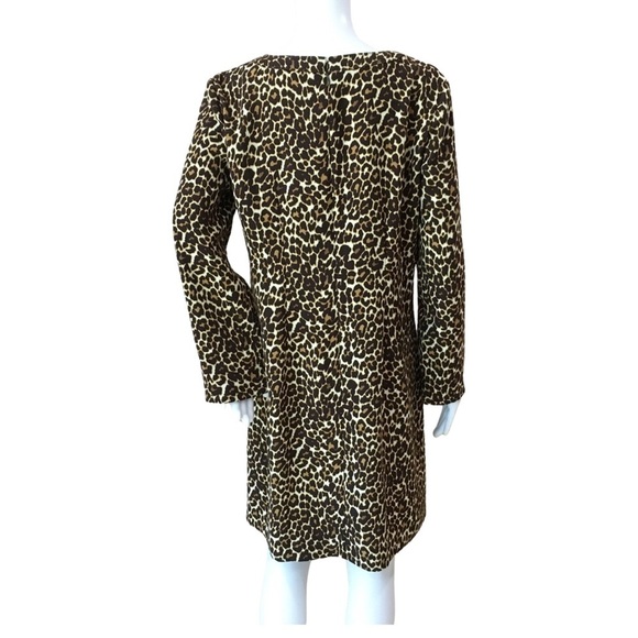 NWT j. Crew dress shift crape leopard Animal Printed long sleeve brown K2150 - Picture 4 of 9